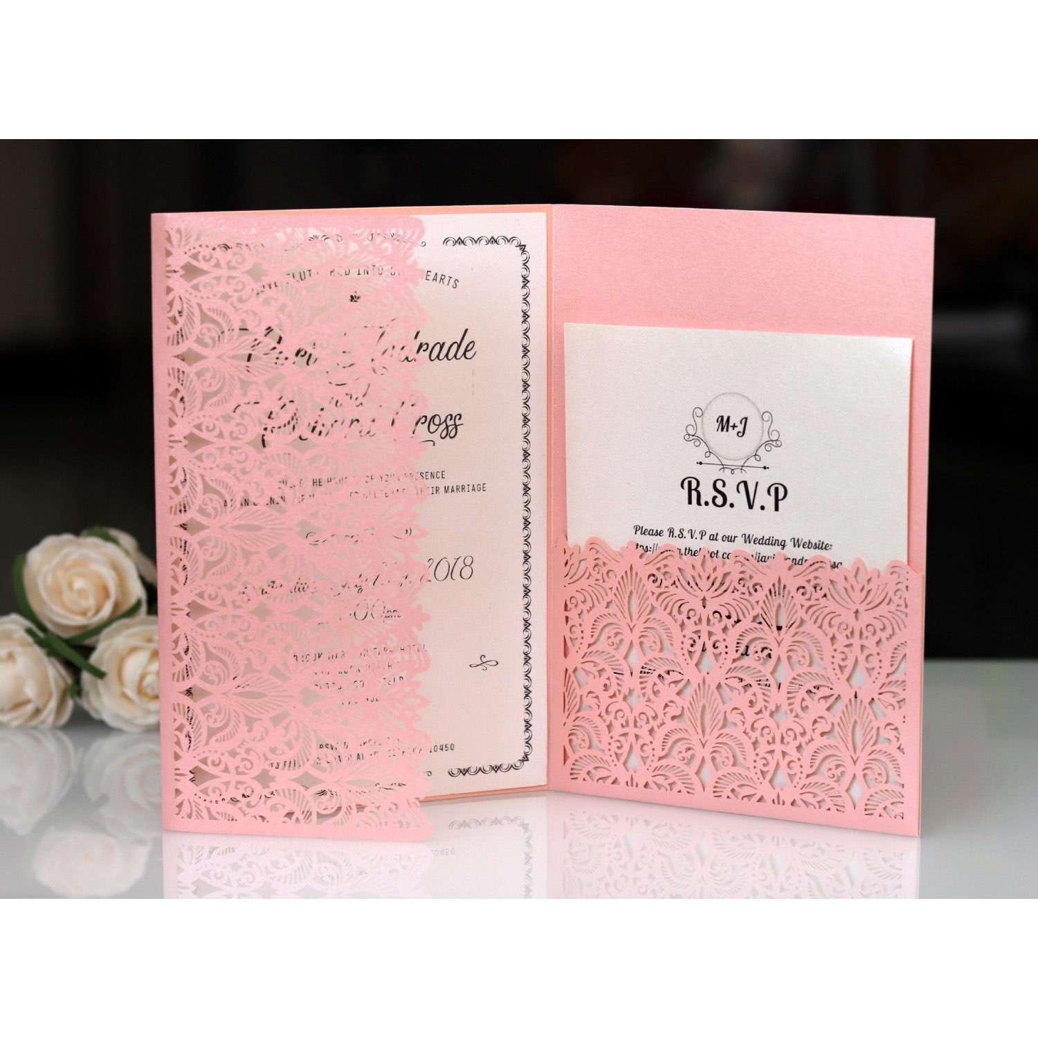 Business Invitation Card Wedding Supplies Laser Cut Invitation Dark Red